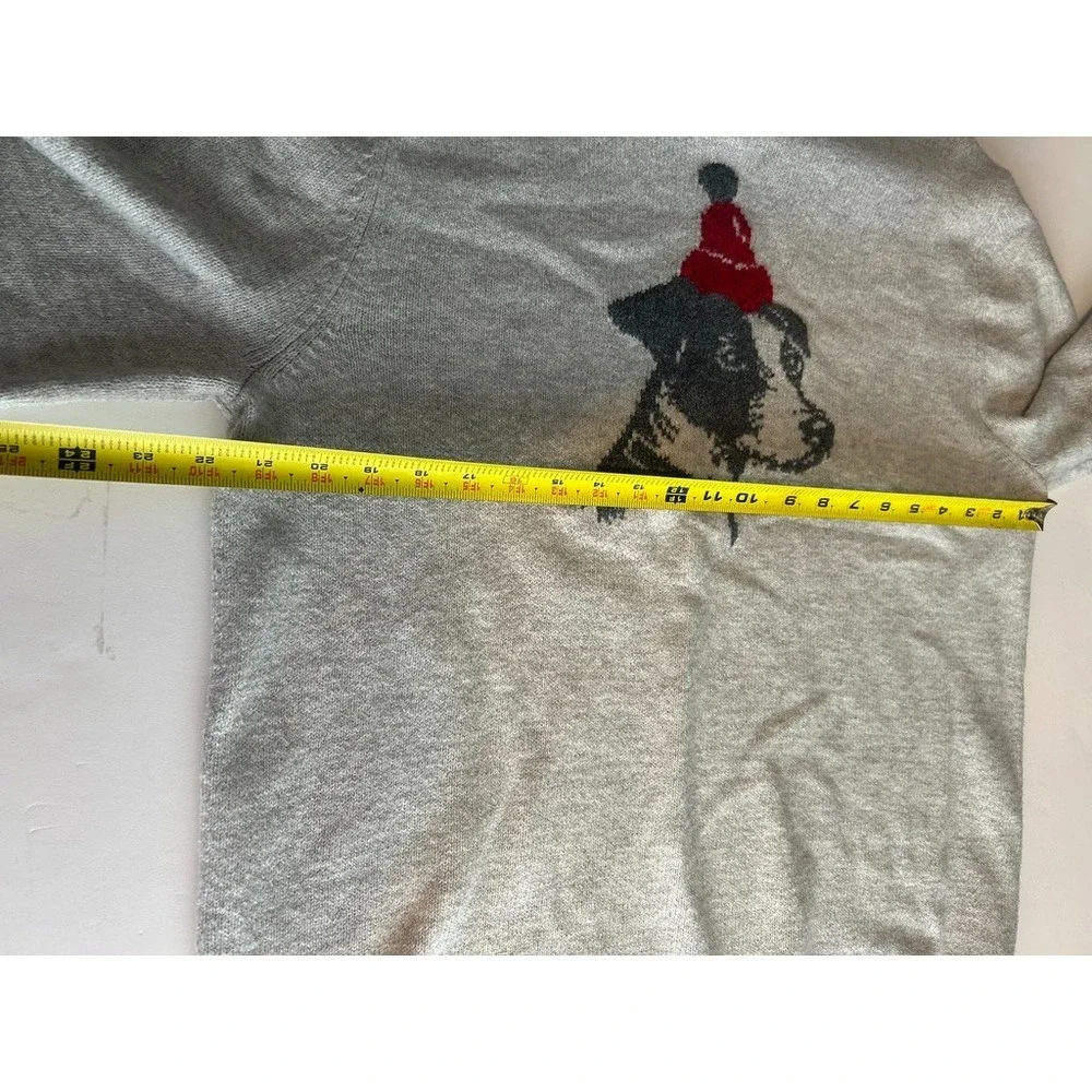 Goodfellow & Co Mens L Gray Crewneck Sweater Dog Santa Hat Christmas Normcore